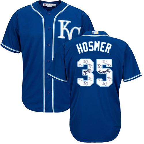 Royals #35 Eric Hosmer Royal Blue Team Logo Fashion Stitched MLB Jersey - Click Image to Close
